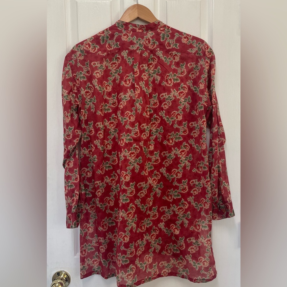 Ralph by Ralph Lauren Red Floral Cotton Semi Sheer Top Tunic Coverup Size M - Picture 5 of 7